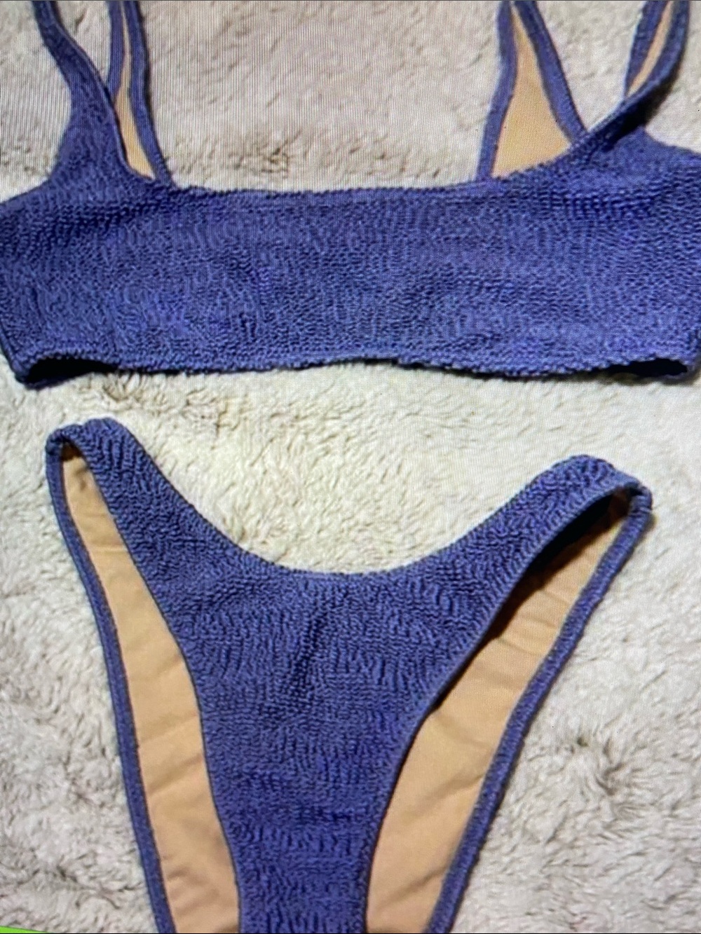 Textured Blue Two-Piece Bikini Set
